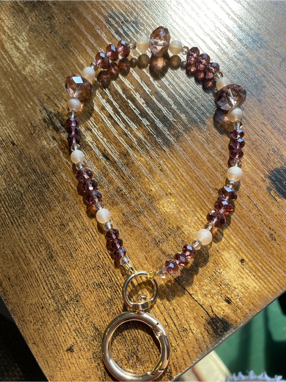 Artisan Made Crystal and Glass Beaded Keychain Bracelet